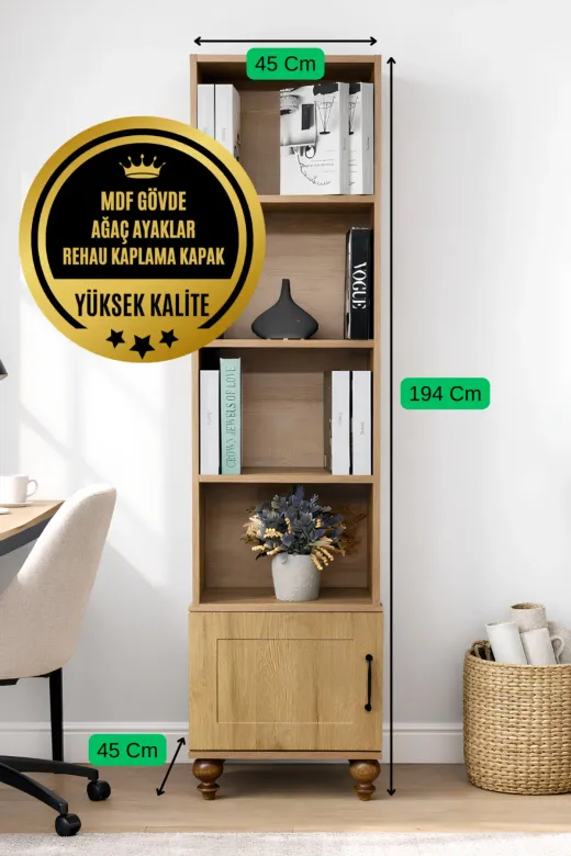arionkids ARIONKIDS-KTPLK09 Alin Wood Komodin & Kitaplık Set | %100 Mdf Kalitesi | Doğal Dokulu