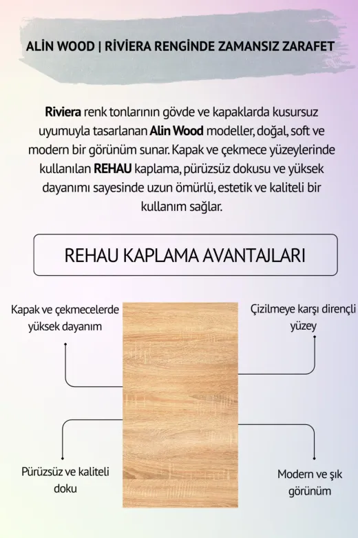 arionkids ARIONKIDS-KTPLK09 Alin Wood Komodin & Kitaplık Set | %100 Mdf Kalitesi | Doğal Dokulu