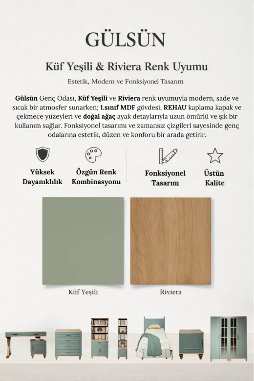 arionkids ARIONKIDS-KTPLK33 Gülsün Kapaklı Şifonyer Ve Kitaplık Set | Mdf Kalite | Ağaç Ayaklar | Estetik Renkler