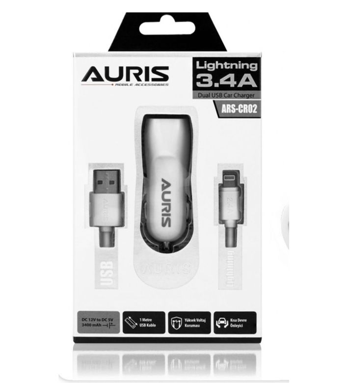 ARSCR02 Auris Ars-Cr02 3.4A Lightining Usb 2Li Giriş Araç Şarj Başlığı Çakmaklık