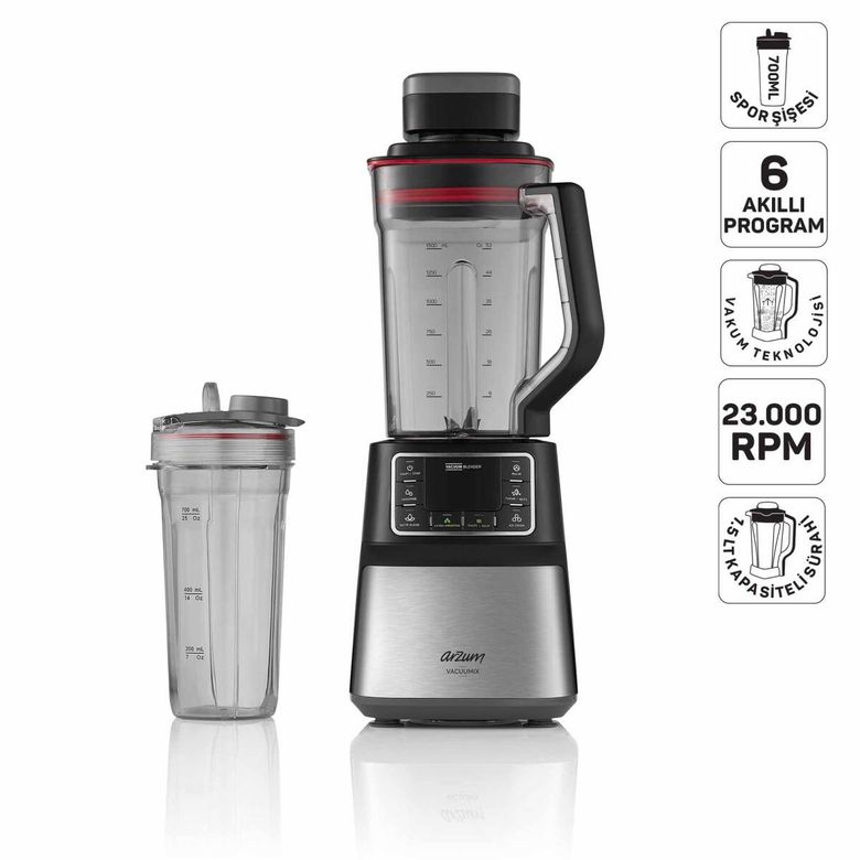 Arzum Ar1061 Vacuumix Vakumlu 1500W Power Blender, 1.5L Sürahi, Buz Kırma Özellikli, Siyah