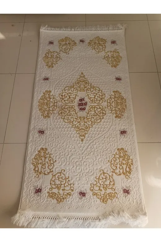 Aslan Home ytkodsdpr1 Yatak Odası Takımı Üç Lü Yolluk , Gold Renk Kalın Küçük Halı