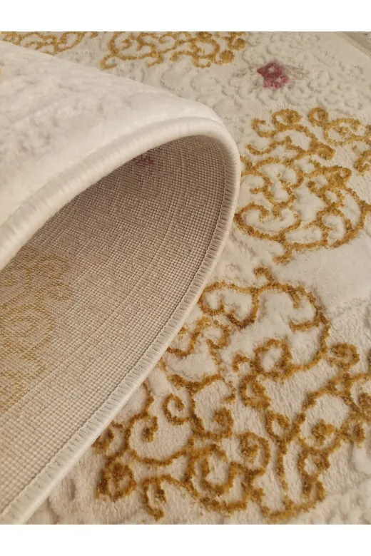Aslan Home ytkodsdpr1 Yatak Odası Takımı Üç Lü Yolluk , Gold Renk Kalın Küçük Halı