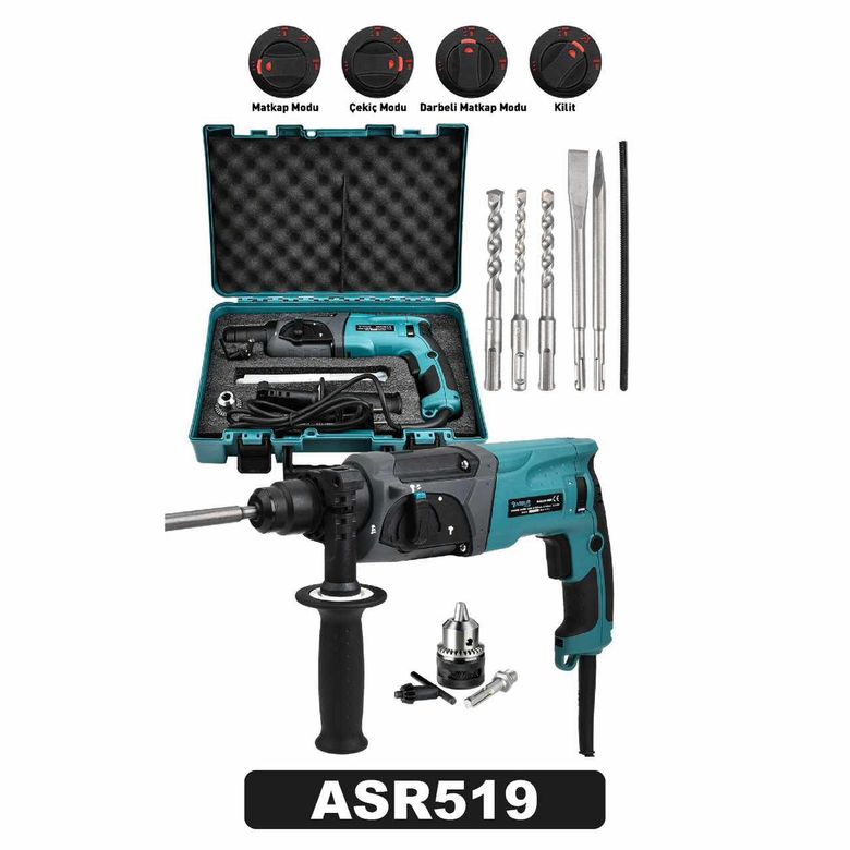 ASR519 Assur 850W Darbeli Metal Şanzıman Kırıcı Delici Hilti Matkap