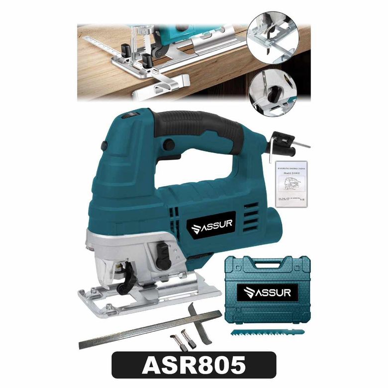 Assur Asr805 Bakır Sargılı 800W  Devir Ayarlı Dekupaj Bıçkı Testere Makinası Mavi