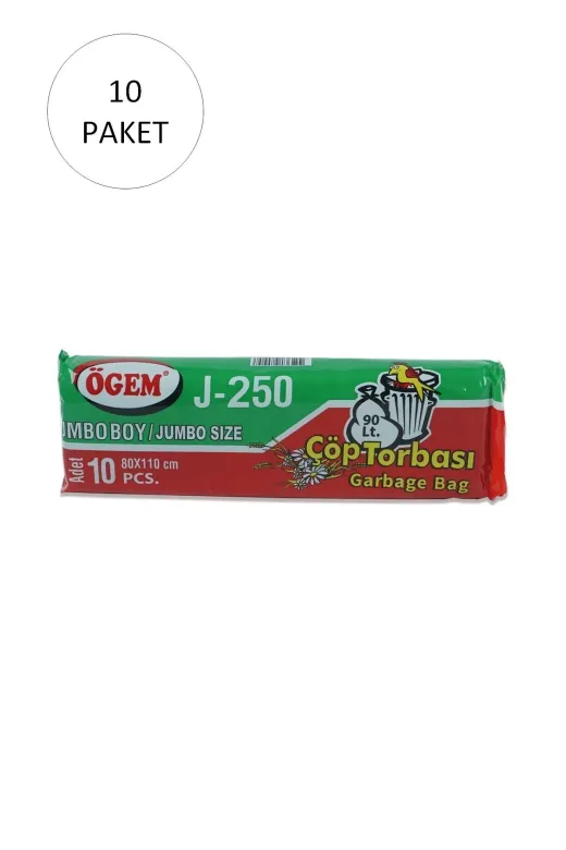 Astra Market 6602235979461 J-250 Jumbo Boy Çöp Torbası 80 X 110 Cm 10 Lu Rulo X 10 Paket = 100 Adet (Siyah) - Lisinya