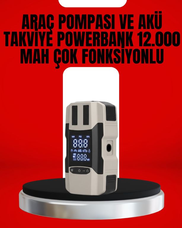 ASTRALTECH 116859979 Dijital Ekranlı Araç Pompası Akü Takviye Powerbank 12.000 Mah