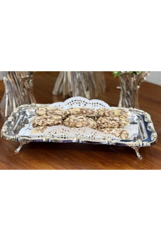 atabey home BATONÇELİKTEPSİLER Tekli Ayakli Sunum Tepsisi & Baton Pasta & Börek Servisi Çelik Tepsi Döküm Full Gümüş 32 Cm