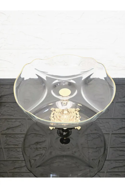 atabey home BÖLMELİSUNUMLUK Küçük Bölmeli Servis Tabaği Döküm Kare Gold Ayakli  & Sunumluk & Kahvaltilik & Çerezlik 25 Cm