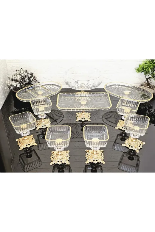 atabey home collection ATABEYÇEYİZSETİ1 10 Parça Çeyiz Seti 3 Adet Sunumluk 1 Adet Salata Kasesi & 6 Adet Dondurmalık