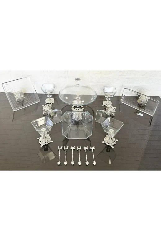 atabey home collection ATABEYÇEYİZSETİ1 10 Parça Çeyiz Seti Gümüş Döküm Ayakli & Sunumluk Set Çay Kaşiği Hediyeli (Açiklamayi Okuyunuz)