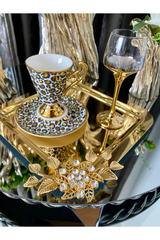 atabey home collection TYC2931DE6E1AC53F1 2 Adet Kahve & Çay & Sunum Tepsisi Gold Lüx Kristalize Taşli Model