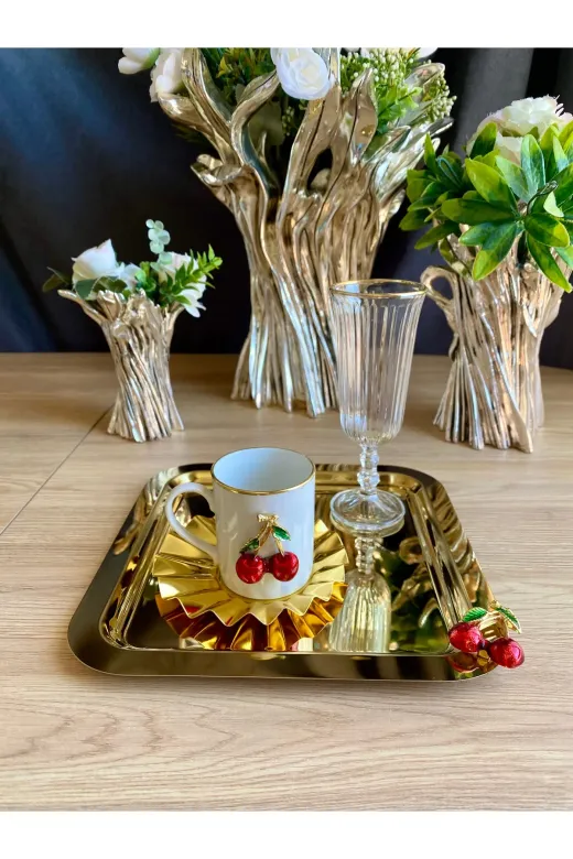 atabey home collection TYC2931DE6E1AC53F1 6 Adet Kahve & Çay & Sunum Tepsisi Gold Tepsi Kiraz Dökümlü