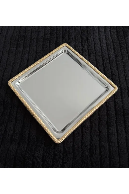 atabey home collection TYC2931DE6E1AC53F1 6 Adet Kahve & Çay & Sunum Tepsisi Gümüş Tepsi Döküm Gold Çerçeveli