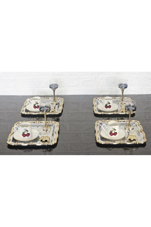 atabey home collection TYC2931DE6E1AC53F1 6 Adet Sunum Tepsisi Gül Çerçeve Gold Şerit-Gümüş Tepsi