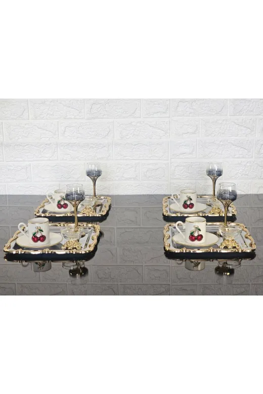 atabey home collection TYC2931DE6E1AC53F1 6 Adet Sunum Tepsisi & Kahve & Çay Tepsisi- Gümüş Tepsi Döküm Gold Gül Çerçeveli