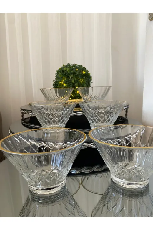 atabey home collection TYC7DE57C9ABBF1700 6 Adet  Kase & Çerezlik & Dondurmalik Gold Detayli