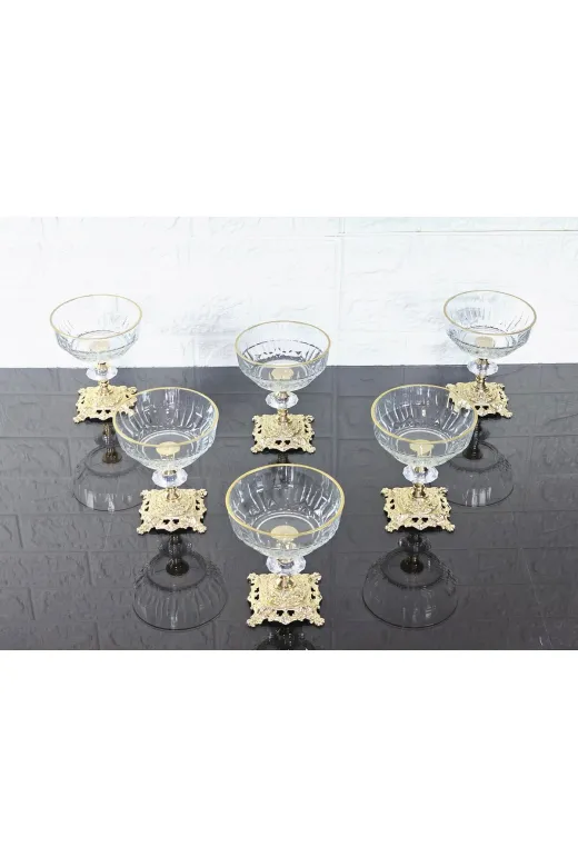 atabey home paşabahçeatabeykaseserisi Paşabahçe Serisi Echo Kase & Magnolia Kase & Dondurmalik & Şekerlik Kare Gold Döküm Ayakli