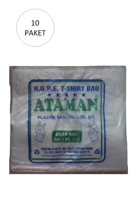 Ataman RT-RYL-HMR11033 Kalın Şeffaf Atlet Poşet Orta Boy 27X47 Cm 1 Kg (10 Paket-Takriben 1,450 Adet)