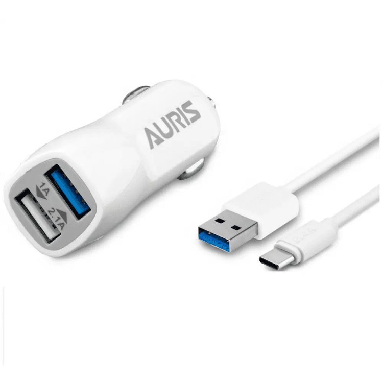 Auris Ars-Cr03 3.1A Hızlı Type-C Kablo 2 Usb Girişli Araç Oto Şarj Başlığı Çakmaklık Typec 3.1 Amper