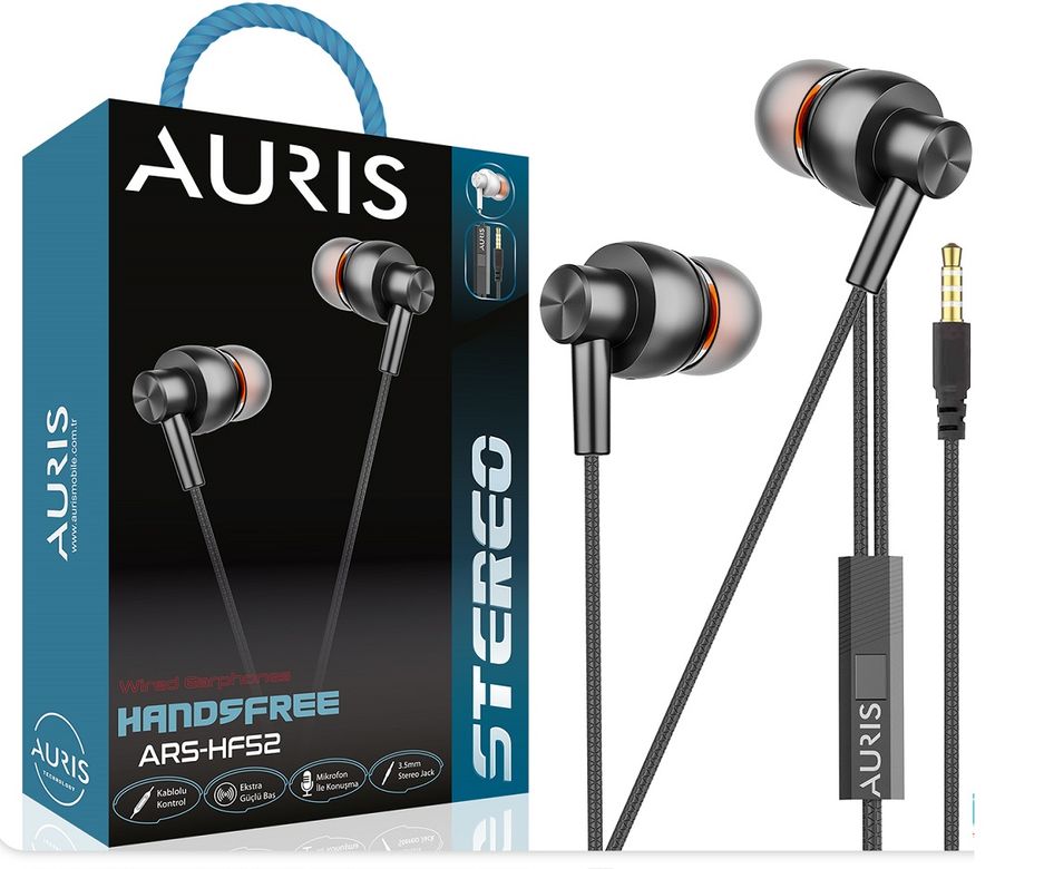 Auris Ars-Hf52 Mikrofonlu 3.5Mm Kulaklık Kumandalı Kulak İçi  Kulaklık