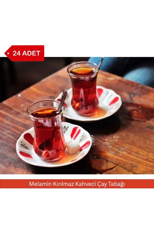 Avangart Mutfak AVK008 24 Adet - Kırılmaz Melamin Kahveci Çay Tabağı 10 Cm Kırmızı, Beyaz Yaldızlı