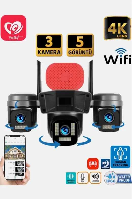 Avenir 123456689 Av S-308 3 Kamerali Sirenli Wifi Kamera