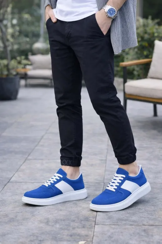 Aymood 159584AYM Jy011 Line Erkek Günlük Bağcıklı Süet Spor Sneaker Ayakkabı Sbt - Mavi/beyaz