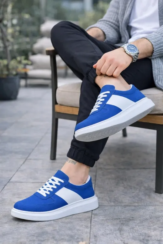 Aymood 159584AYM Jy011 Line Erkek Günlük Bağcıklı Süet Spor Sneaker Ayakkabı Sbt - Mavi/beyaz