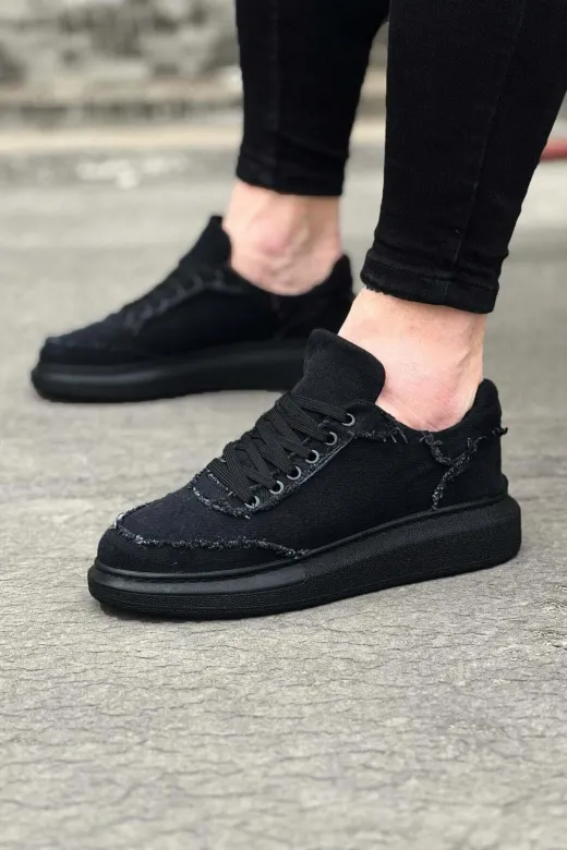 Aymood 159588AYM Jy018 Dexo Erkek Günlük Bağcıklı Kot Kumaş Spor Sneaker Ayakkabı Tst - Siyah