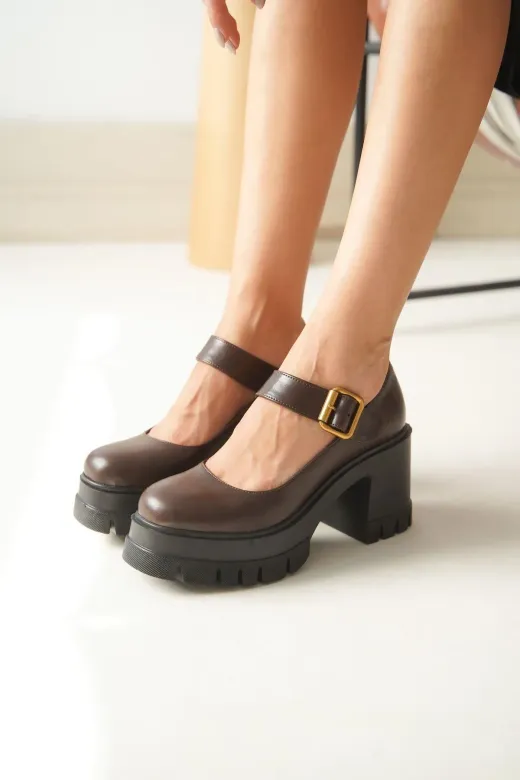 Aymood NVL-1006aym Nvl-1006 Kahverengi Günlük Yüksek Topuklu Platform Loafer Kadın Ayakkabı