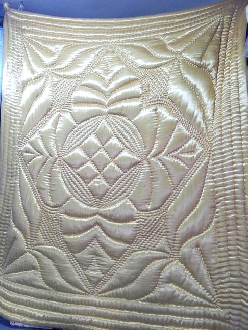 Babaanne Yorganı, El Yapımı Çift Kişilik Pamuklu Yorgan (195x215)-KABAK ÇİÇEĞİ LACİVERT