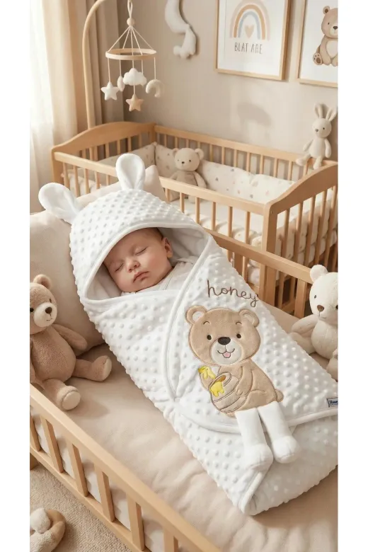 Baby Clime 0–9 Ay Nohut Kundak Battaniye - İsimli Bebek Uyku Tulumu - Ayıcık Modeli