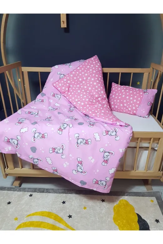 Baby Clime 3P-NT-1. Çift Taraflı Bebek Nevresim Takımı - 95X135 Yorgan Kılıfı, Yastık Kılıfı, Çarşaf