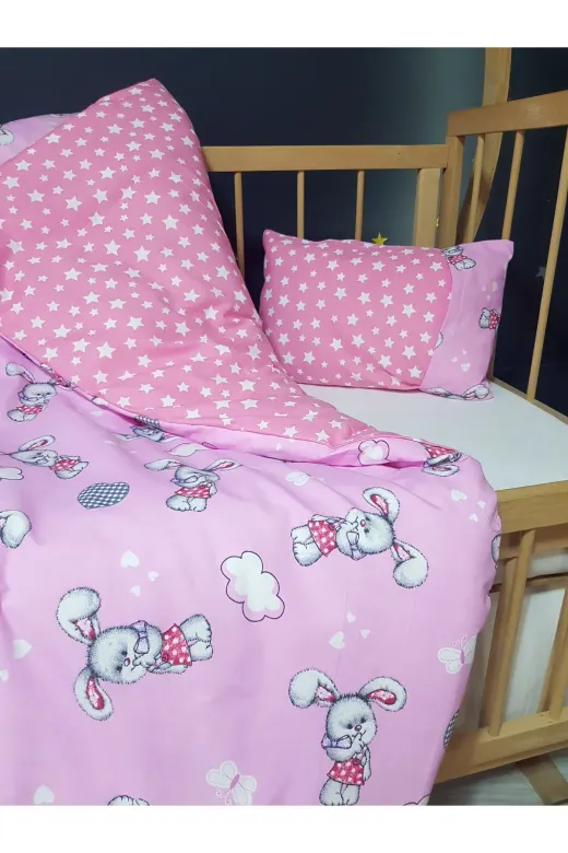 Baby Clime 3P-NT-1. Çift Taraflı Bebek Nevresim Takımı - 95X135 Yorgan Kılıfı, Yastık Kılıfı, Çarşaf