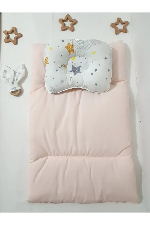 Baby Clime ALTMİN+BDY+DİŞK-4. Alt Açma Minderi Çift Taraflı Somon Bulut - Diş Kaşıyıcı Ve Baş Düzeltme Yastığı