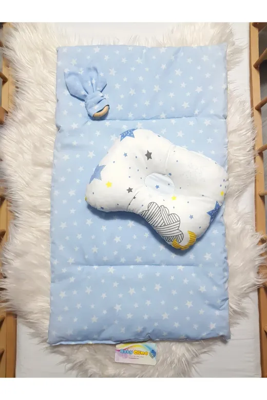 Baby Clime ÇİFT BAKIM-8 Çift Taraflı Bebek Bakım Seti - Alt Açma Minderi, Baş Düzeltme Yastığı Ve Ahşap Diş Kaşıyıcı
