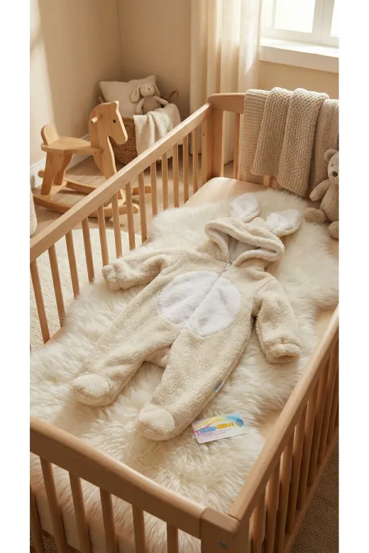 Baby Clime TAV TUL-1. 0–12 Ay Kışlık Bebek Tulumu – İsimli Welsoft Kapüşonlu Tavşan Kulaklı Patikli