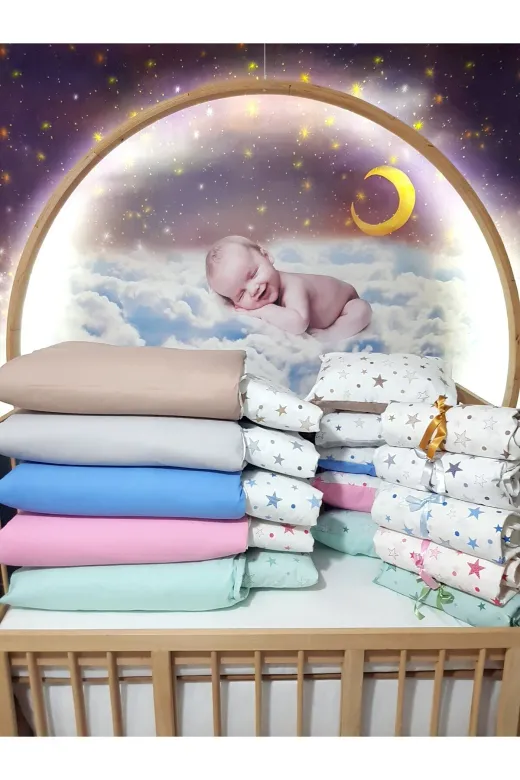 Baby Clime USR-90130-5'Lİ 90X130 Bebek Uyku Seti 5'li - Gri Yıldız Desenli (Tüm Ölçülere Uygun)