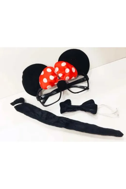 Balance Life GROUP-2589073 Mey İthalat® Minnie Mouse Gözlüğü Papyonu Kuyruğu Seti