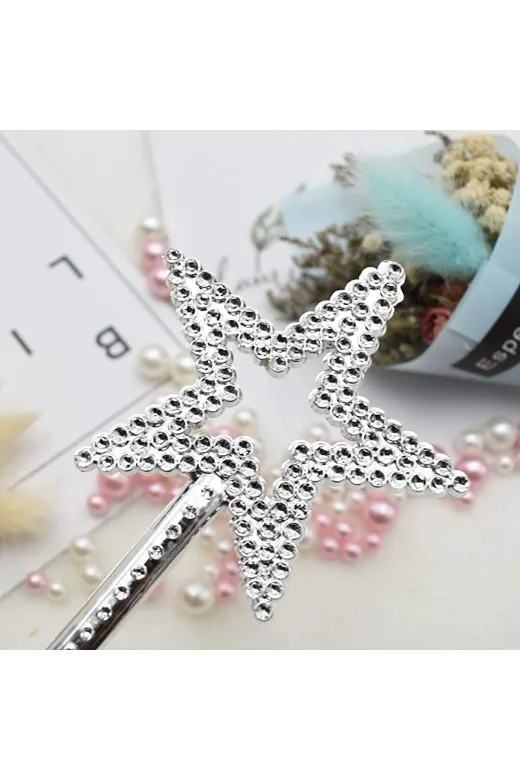 Balance Life GROUP-2589236 Mey İthalat® Yıldız Model Peri Asası Melek Asası Prenses Asası Metalize Gümüş Renk