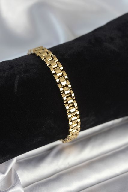 Balancelife 126033820 316L Çelik Gold Renk 7 Mm Kalınlık Erkek Bileklik Beyaz Altın