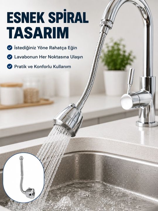 Balancelife MEYTDUCZZMUSLUKUZATMA-3-BLMY Mey İthalat Çok Fonksiyonlu Musluk Uzatma Aparatı 360 Hareketli Krom Musluk Başlığı