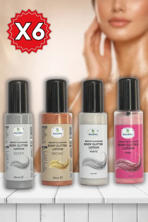 BALERA sim24 Vücut Losyonu Simli Işıltılı Uzun Süre Kalıcı Koku Nemlendiricili 125 Ml 24 Adet