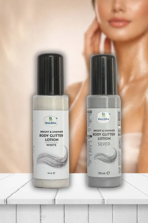 BALERA sim6 Vücut Losyonu Simli Işıltılı Uzun Süre Kalıcı Koku Nemlendiricili 125 Ml White & Silver