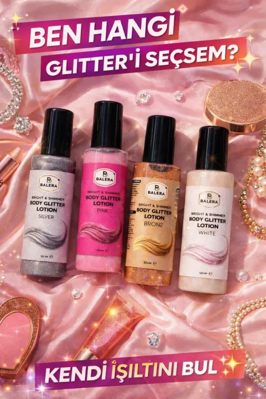 BALERA sim8 Vücut Losyonu Simli Işıltılı Uzun Süre Kalıcı Koku Nemlendiricili 125 Ml Set