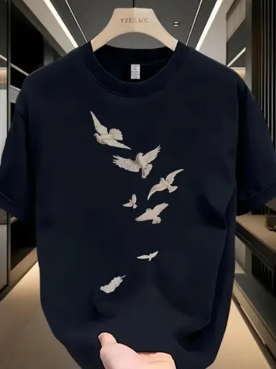 Baskılı Oversize Bisiklet Yaka T-shirt - Beyaz - L - Siyah