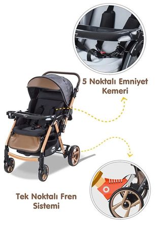 Bc 500 Gold Siyah Bc 500 Combo Maxi Pro Çift Yönlü Bebek Arabası Gold Siyah