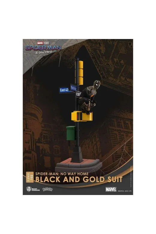 BEAST KINGDOM 232422 Bkd: Marvel- Spider-Man No Way Home Spider-Man (Black & Gold Suit) (Diorama Stage)