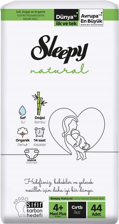 Bebek Bezi Natural Beden:4+ (9-16KG) Maxi Plus 44 Adet Fırsat Pk